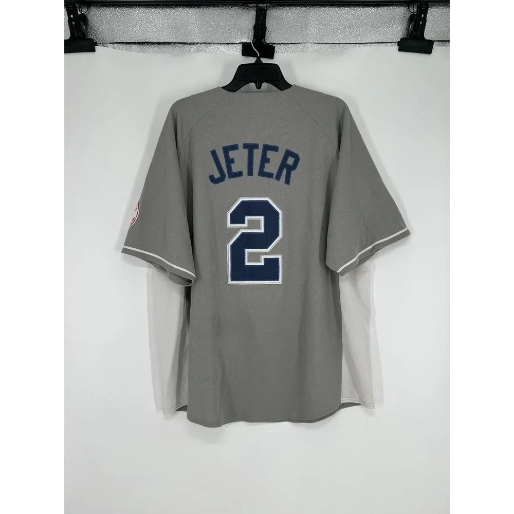 New York Yankees‎ #2 Derek Jeter Jersey Mens XL Stitched Sewn Grey MLB Baseball